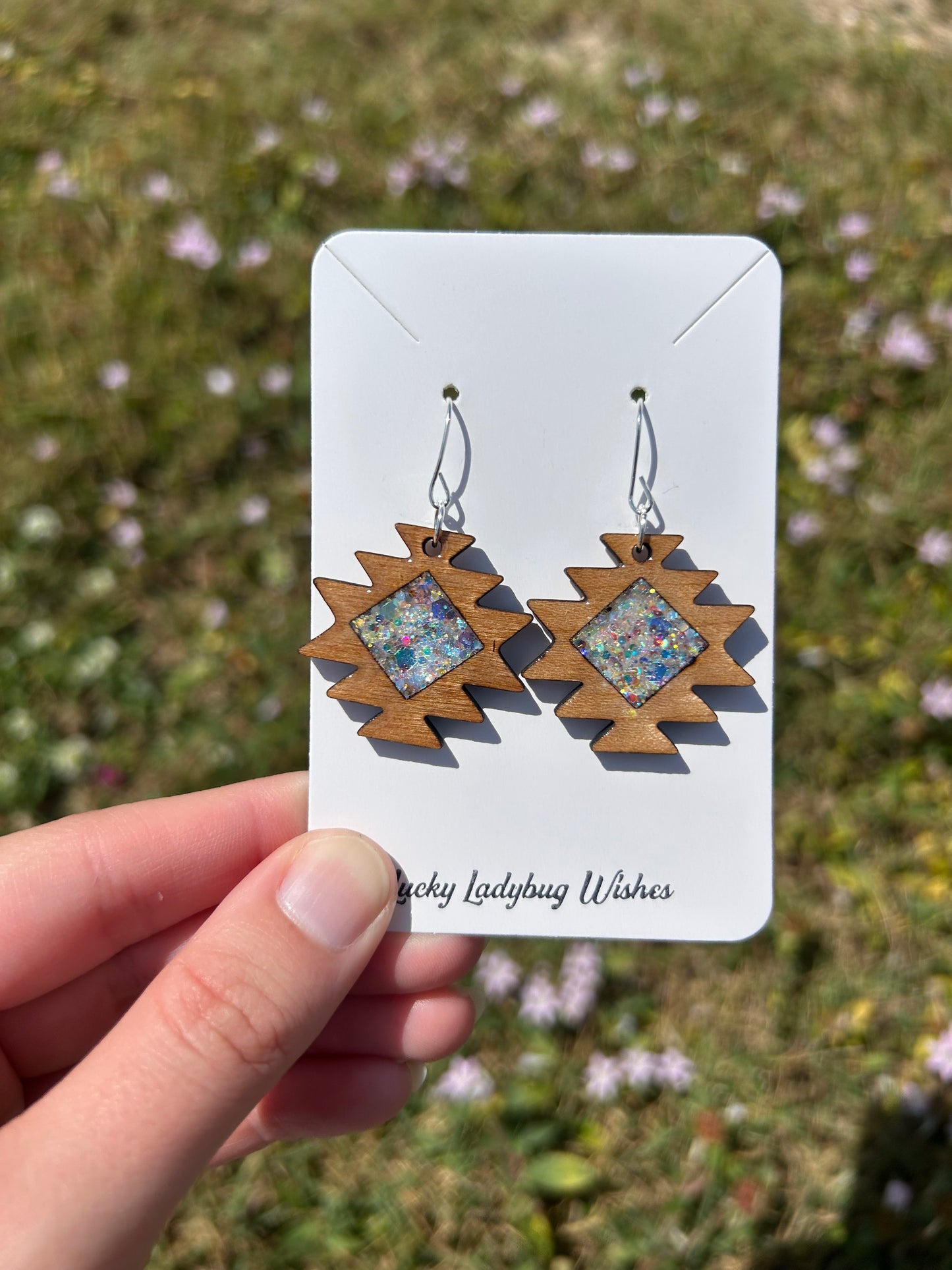 Aztec wooden earrings