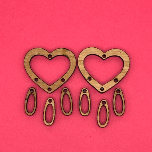 Blank Heart Dangle wooden bezels