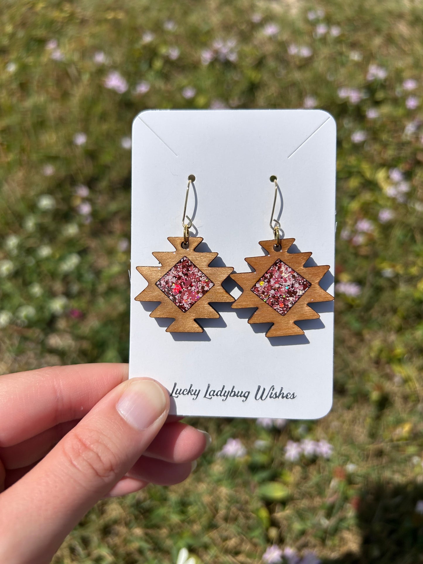 Aztec wooden earrings
