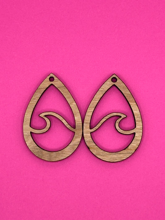 Blank wave teardrop wooden bezel