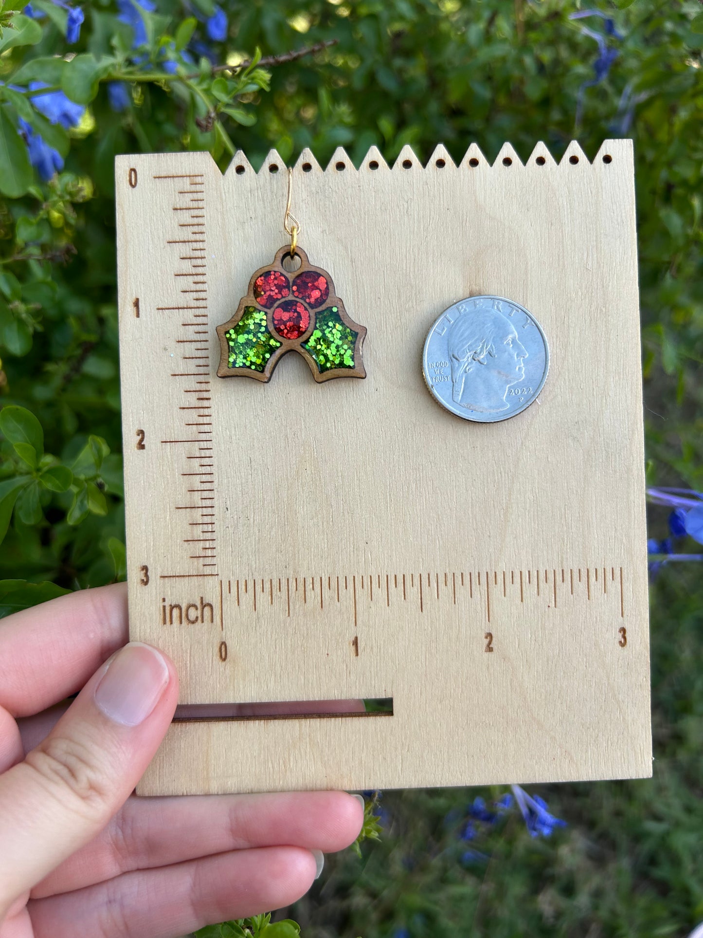 Wooden Mistletoe earrings