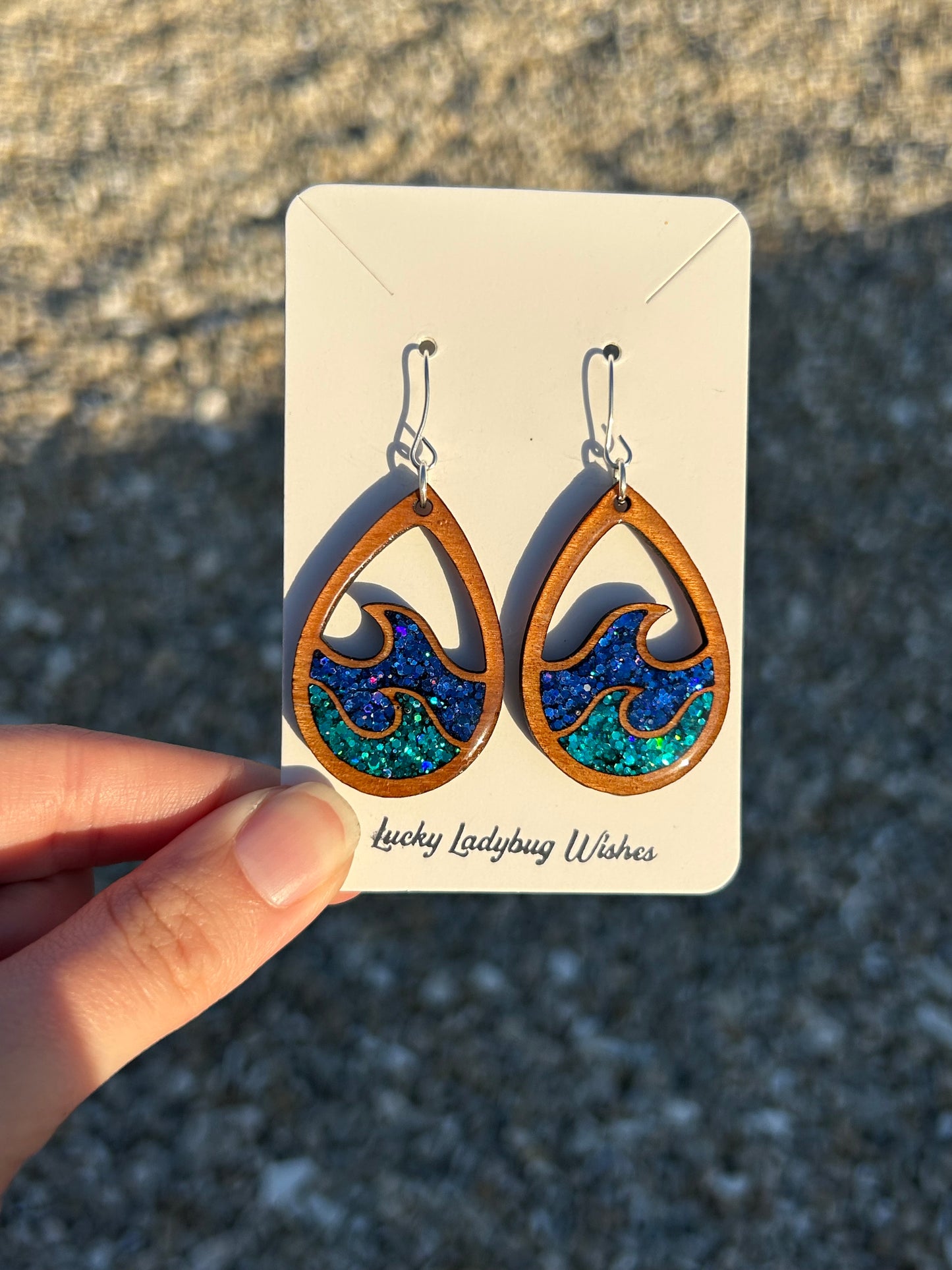 Double wave teardrop earrings