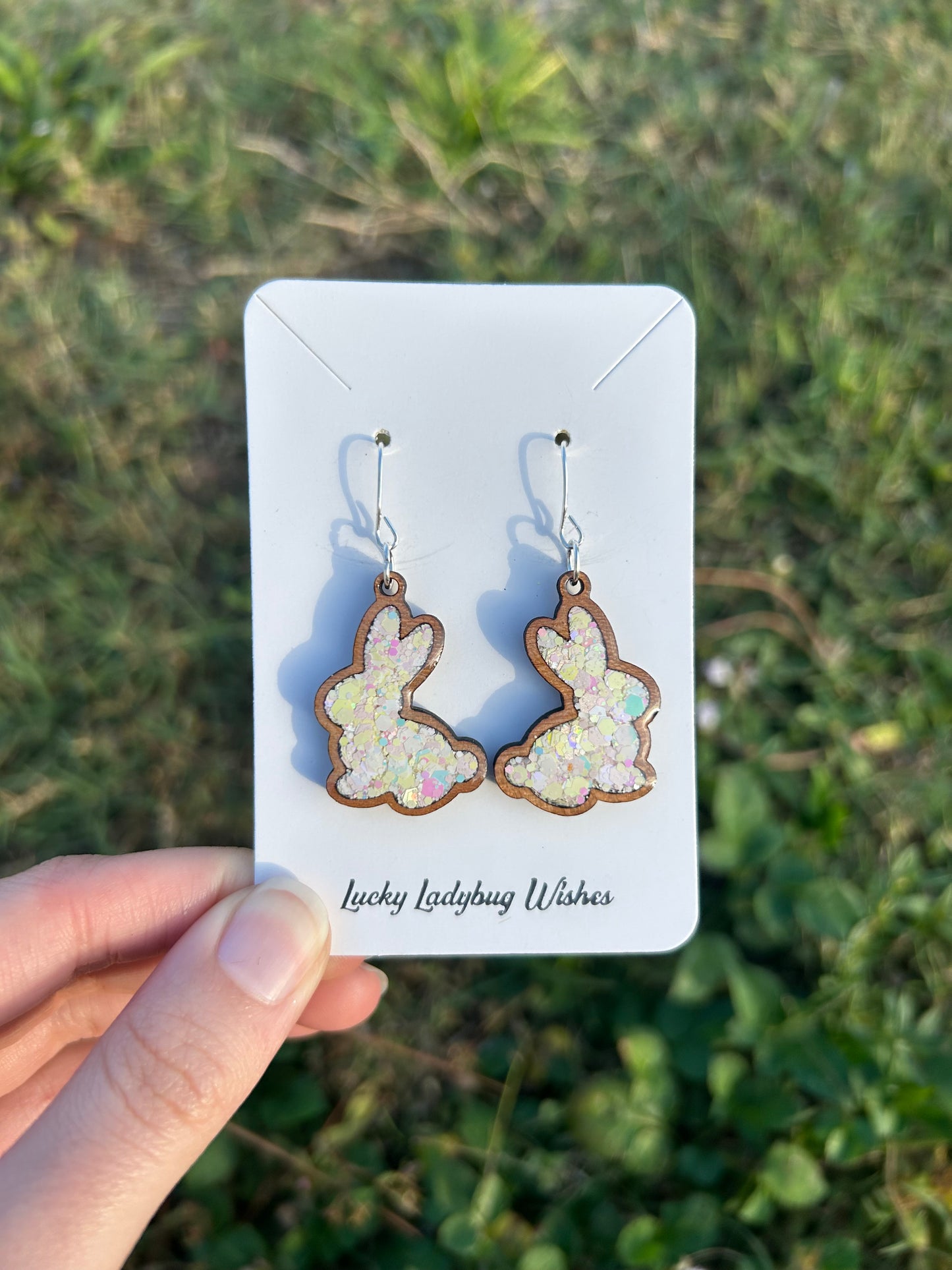Bunny wooden earrings