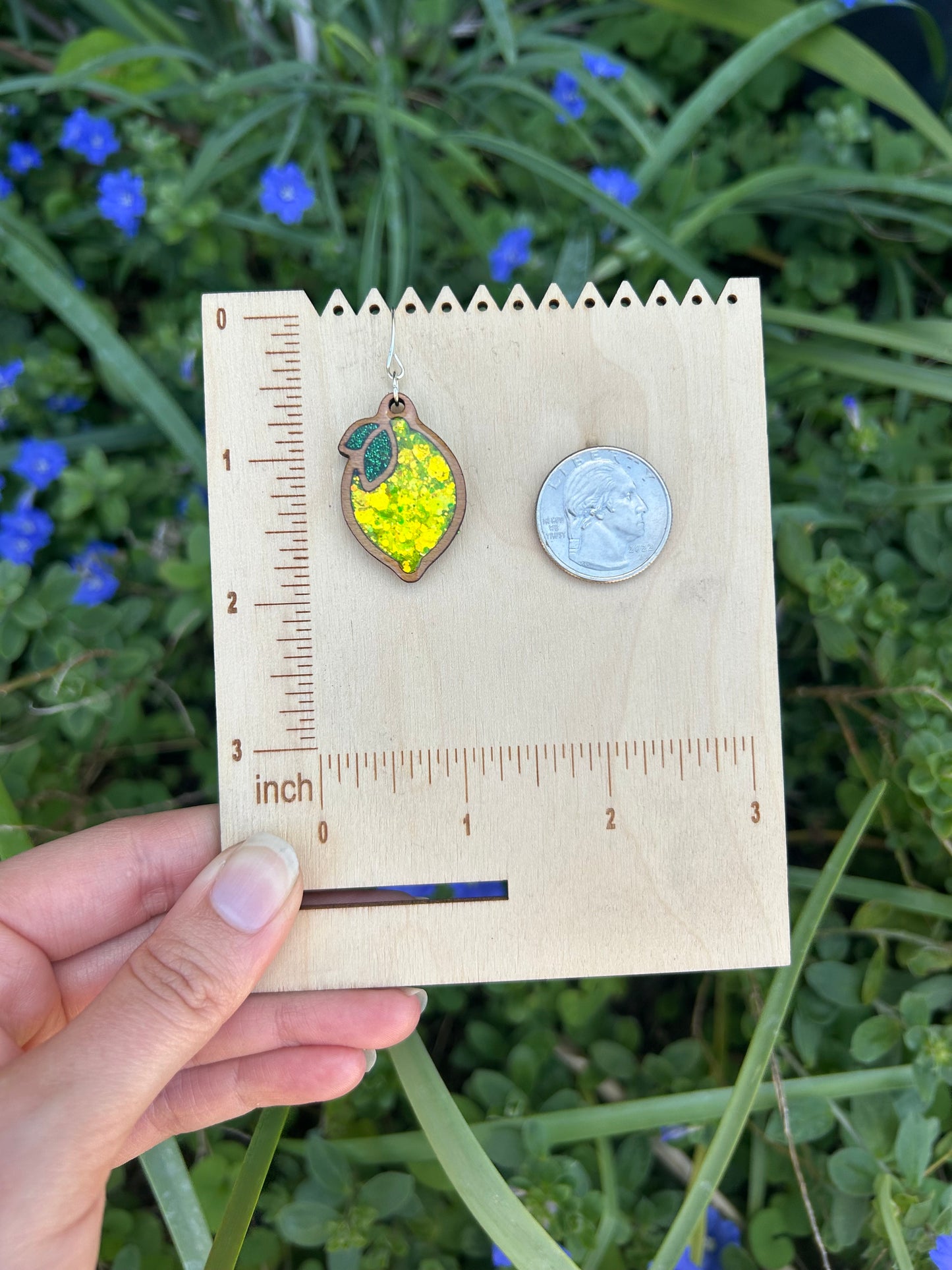 Lemon wooden earrings