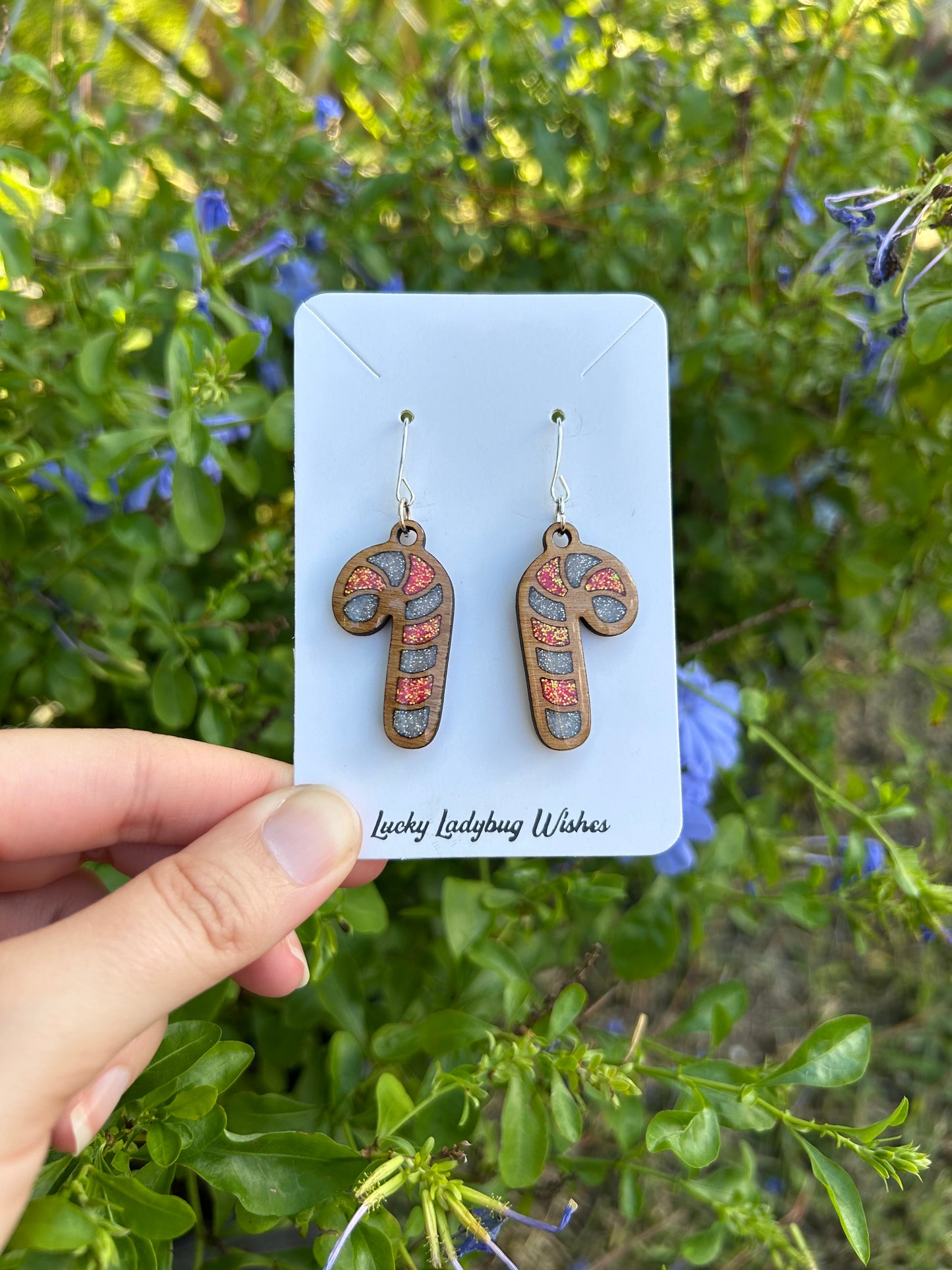 Candy Cane Wooden earrings