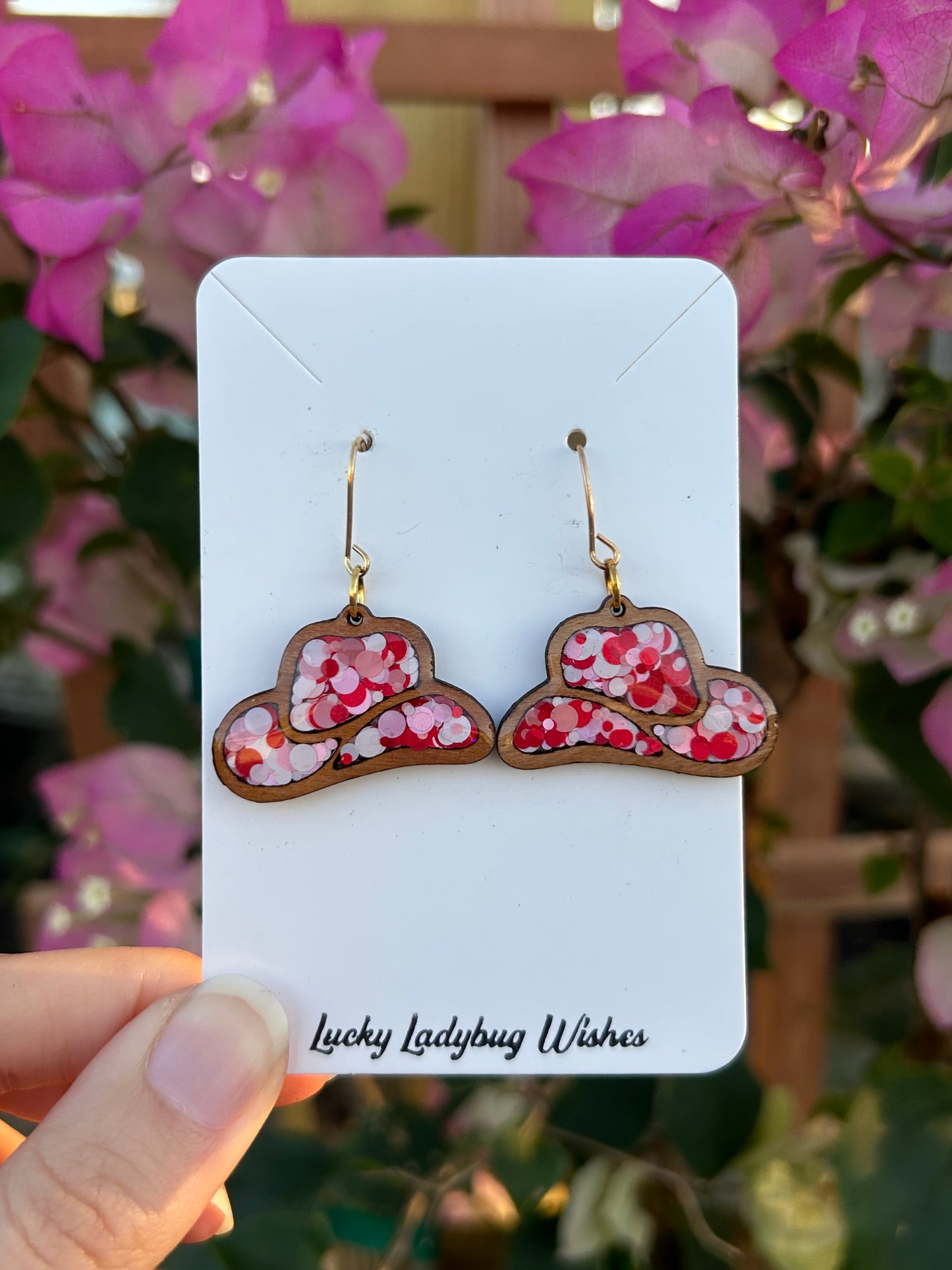 Valentines Cowgirl Hat earrings