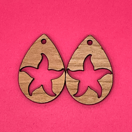 Blank Starfish Teardrop wooden bezels