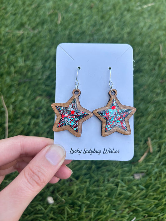 Star wooden earrings