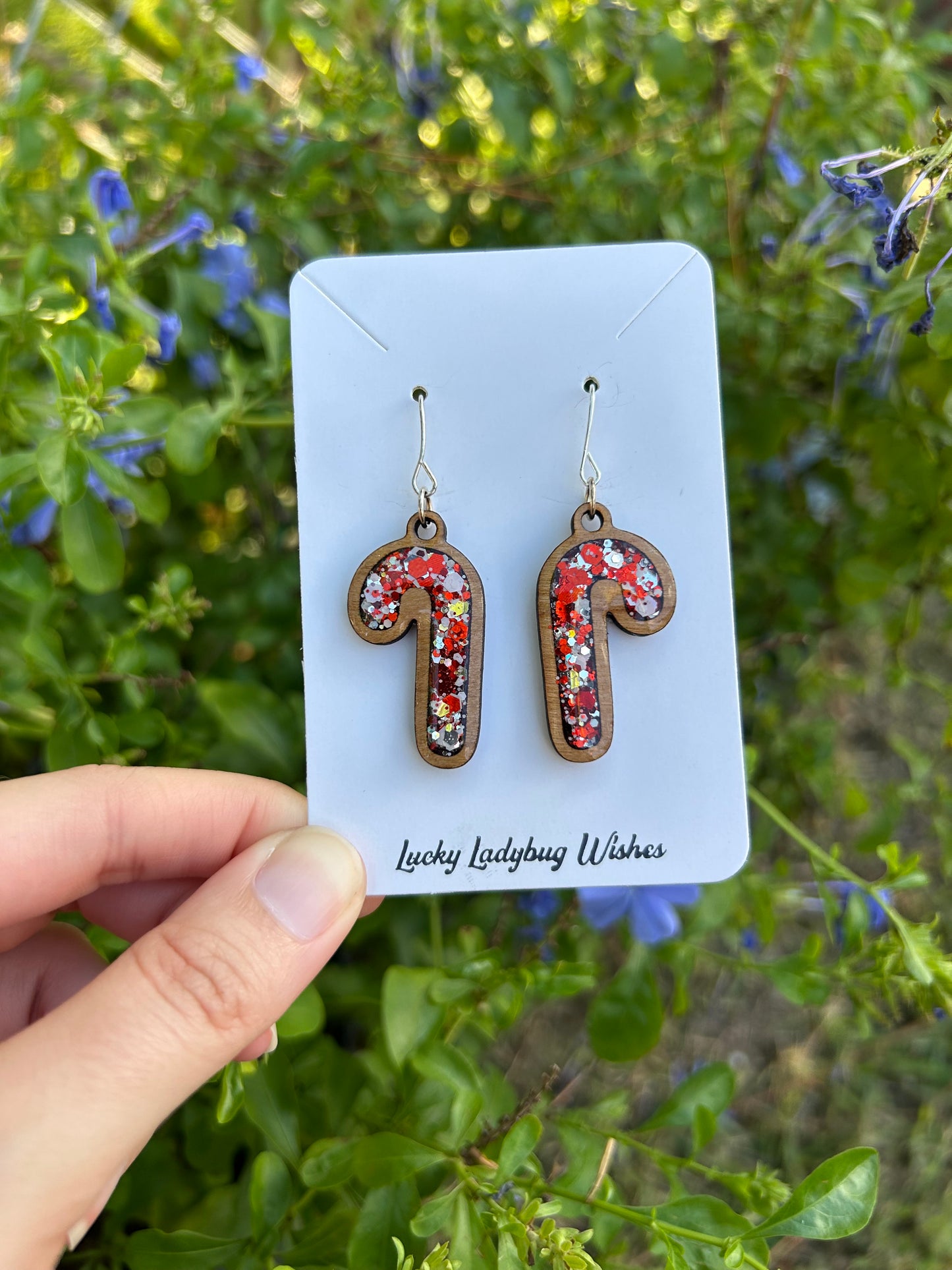 Candy Cane Wooden earrings