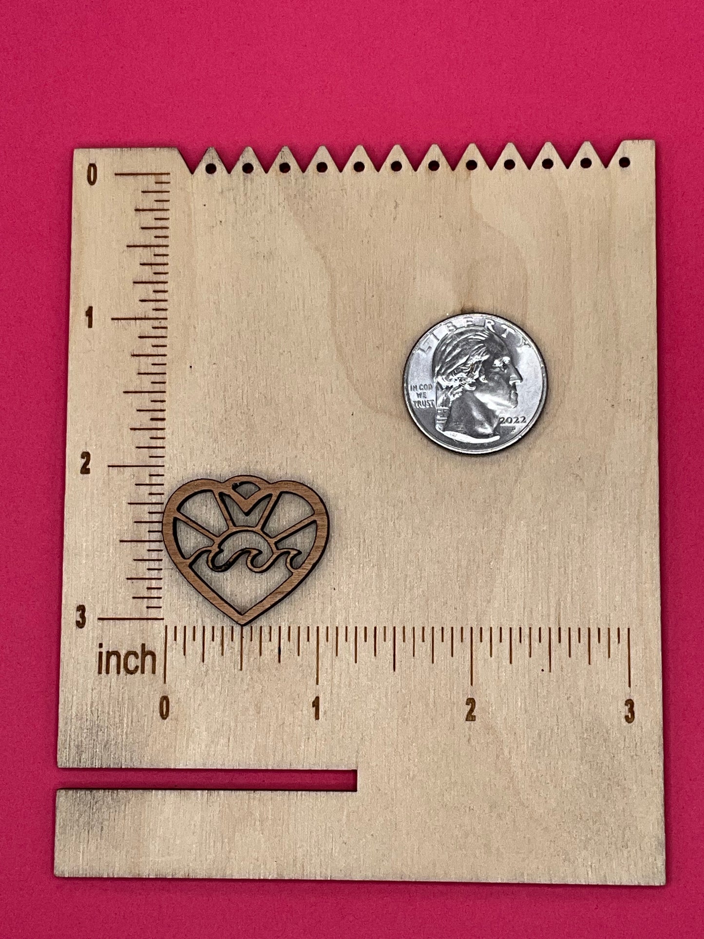 Blank Sun Wave Heart wooden bezels