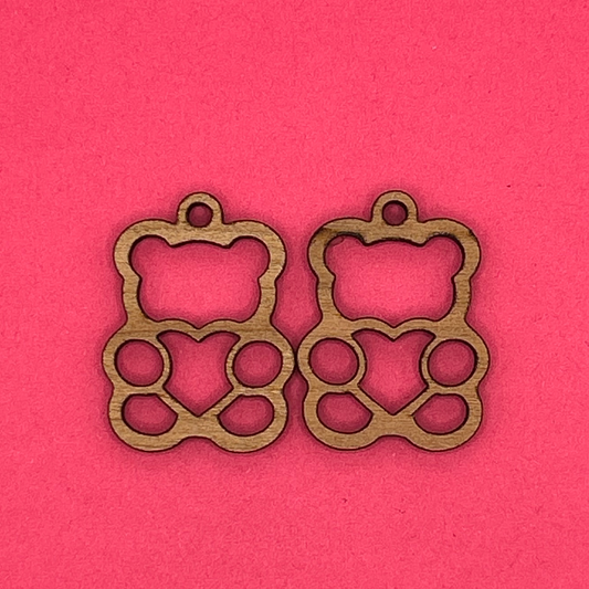 Blank Teddy Bear Heart wooden bezels