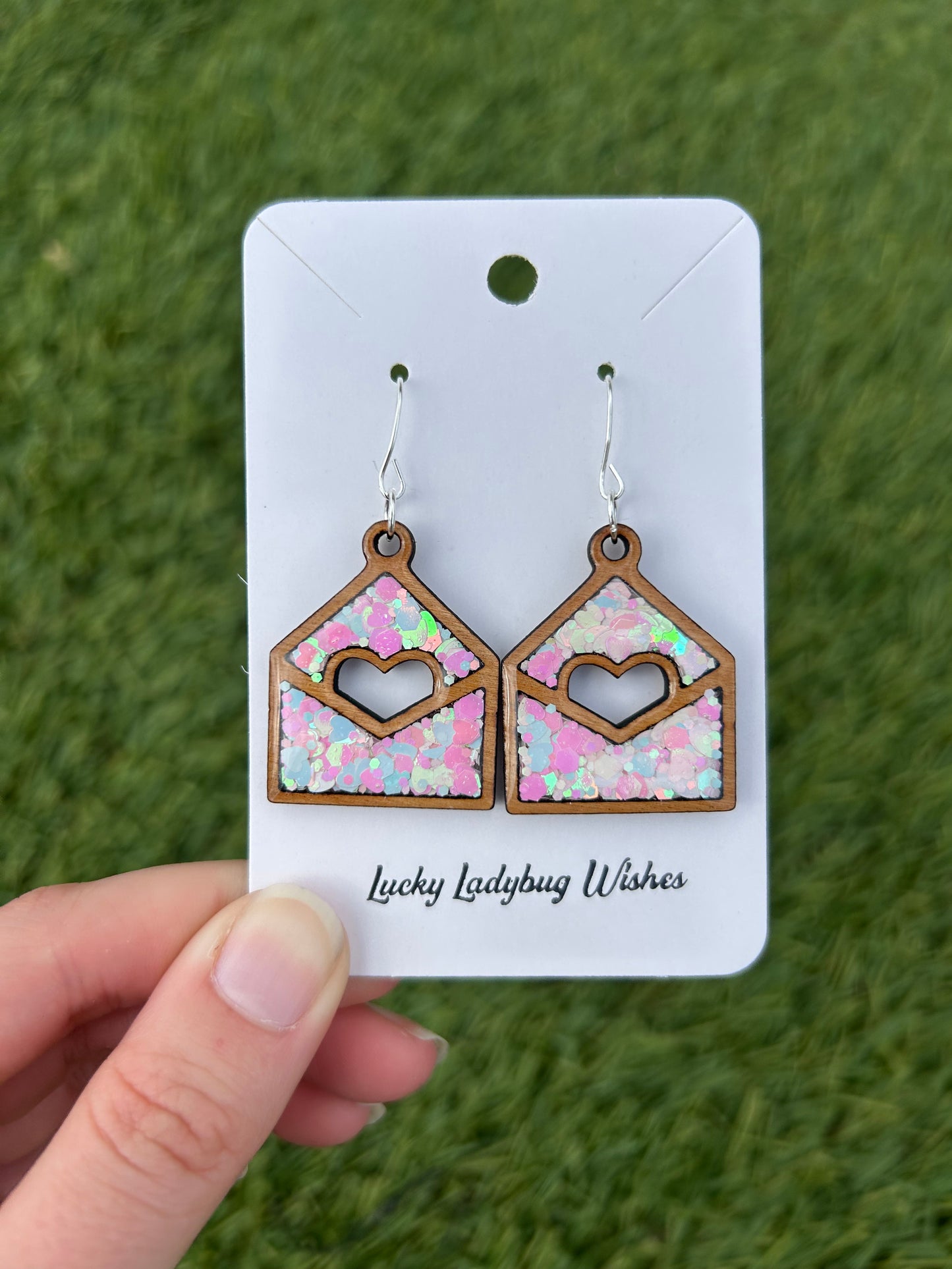 Love letter wooden earrings