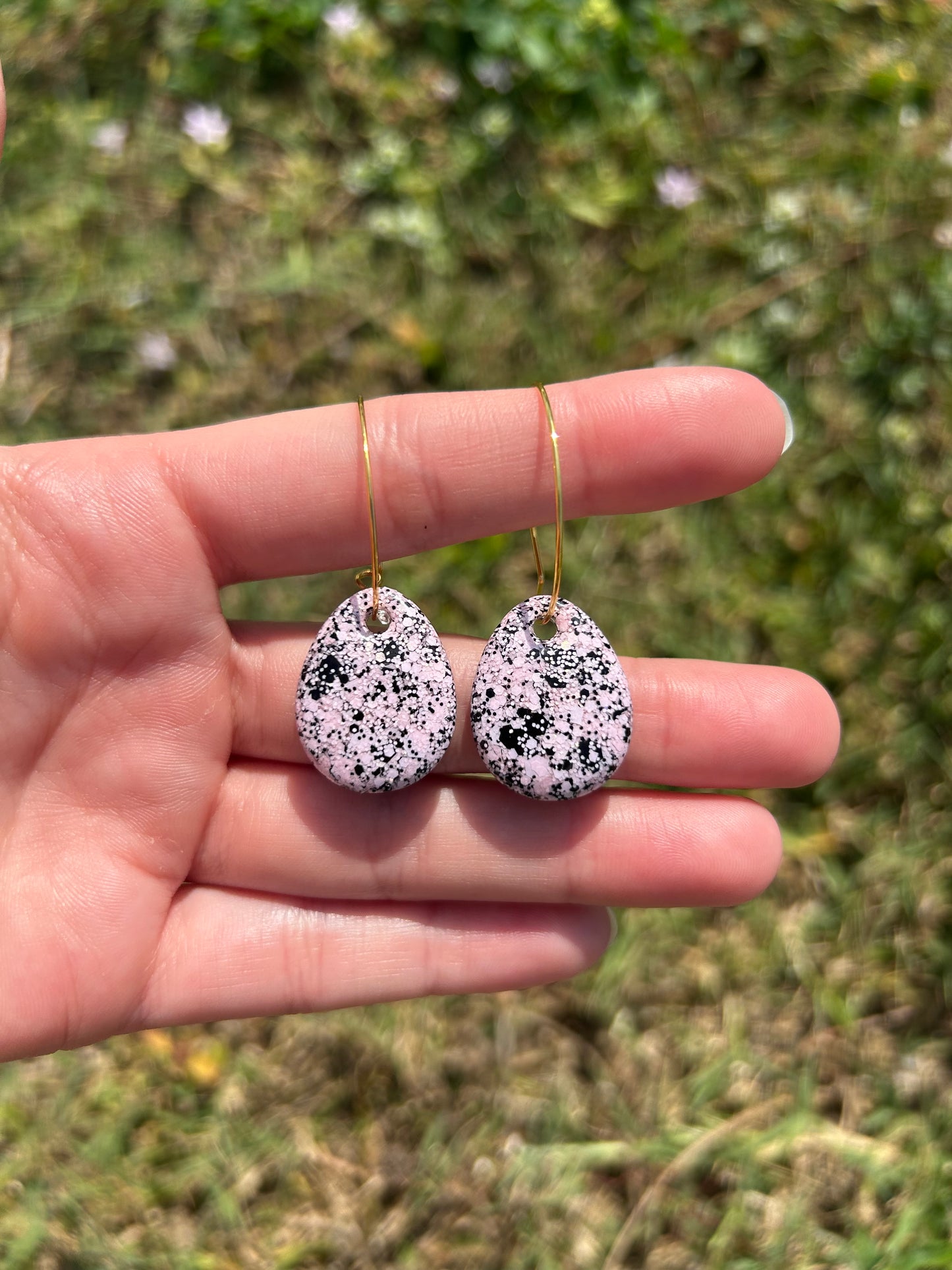 Speckled egg earrings