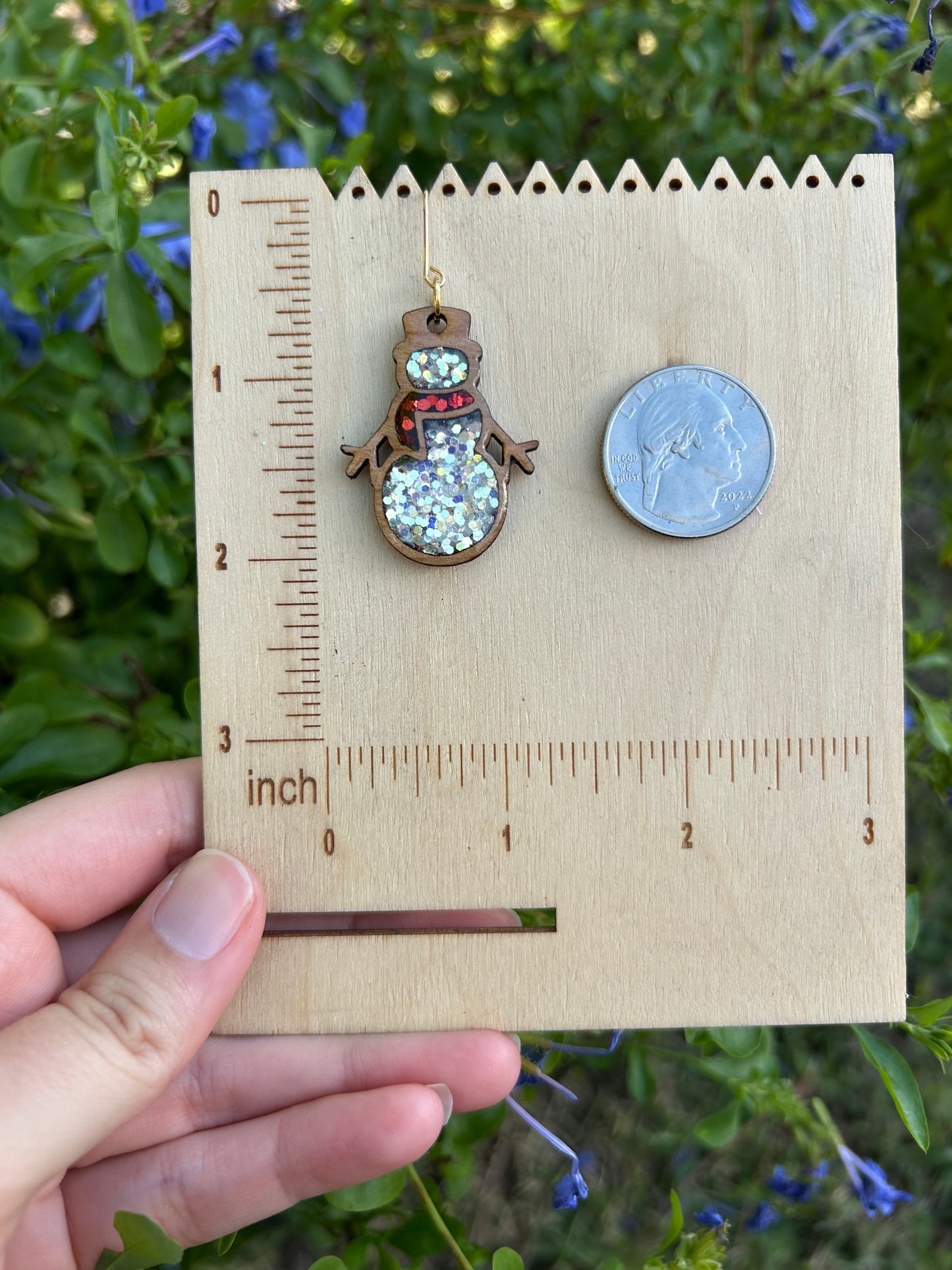 Snowman Wooden earrings