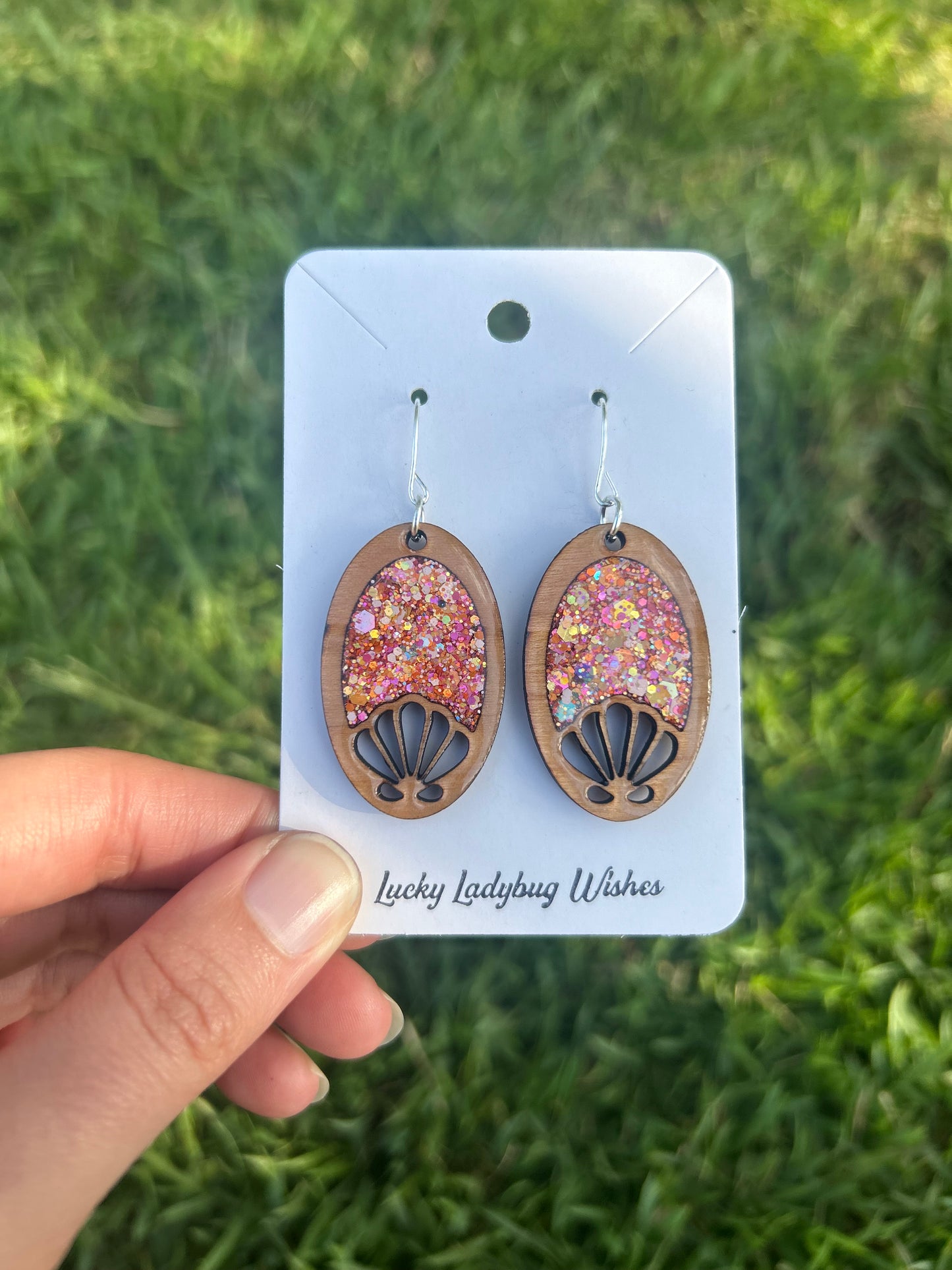 Oval Shells wooden earrings