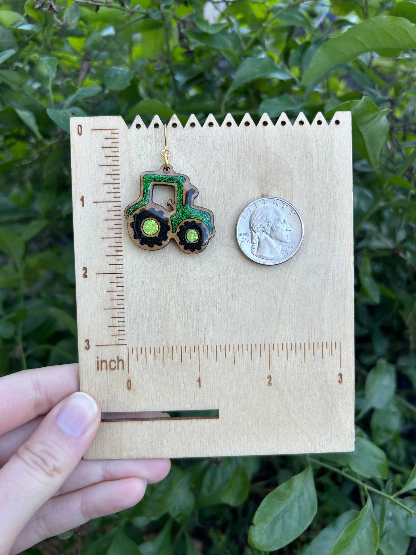 Tractor Wooden earrings