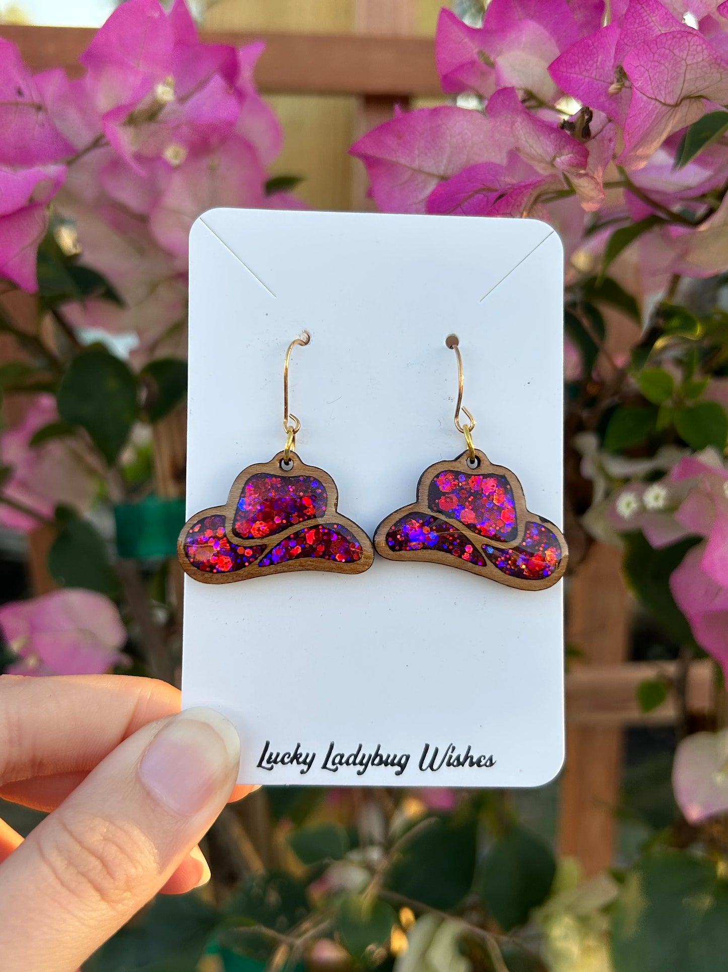 Valentines Cowgirl Hat earrings