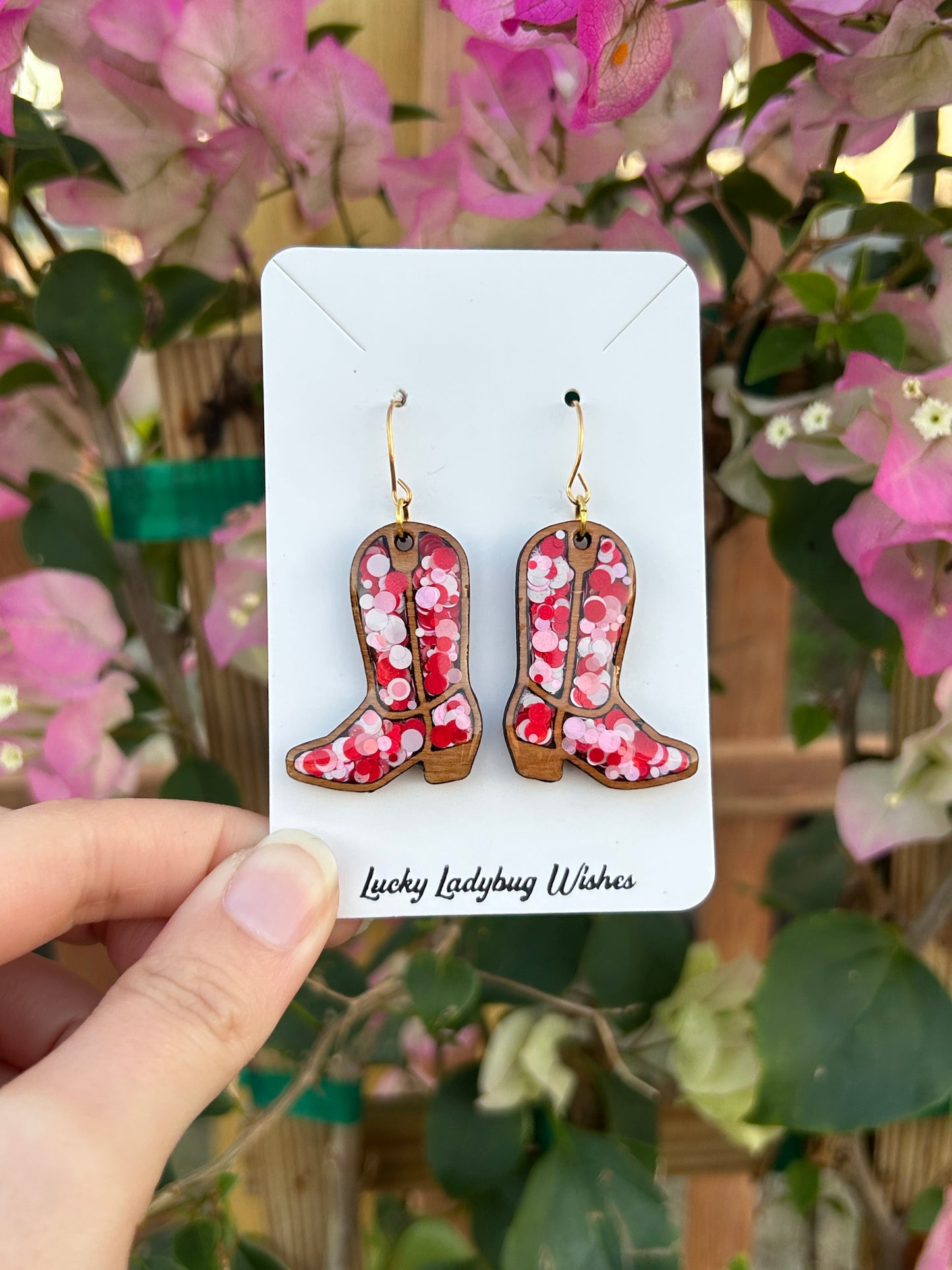 Valentines Cowgirl Boot earrings