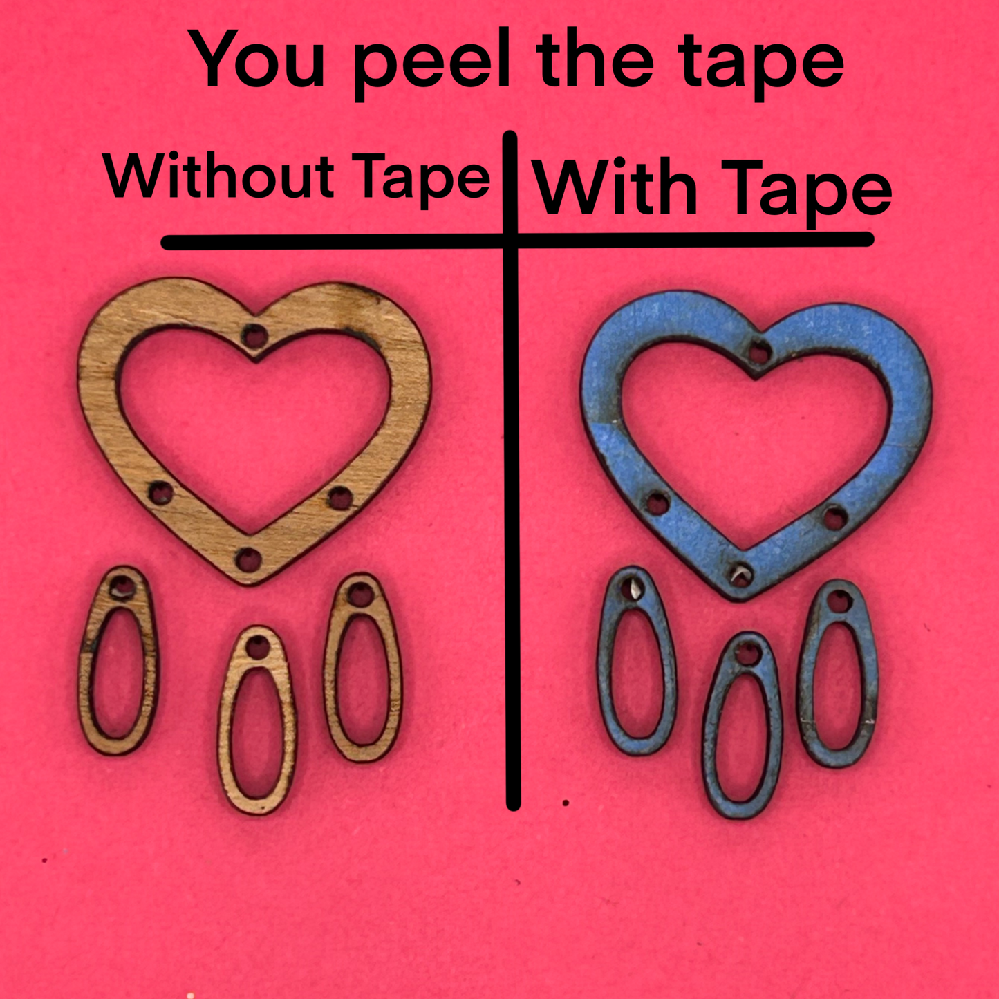 Blank Heart Dangle wooden bezels