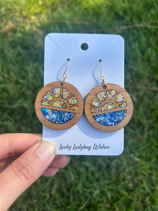Sunrise Hoops wooden earrings