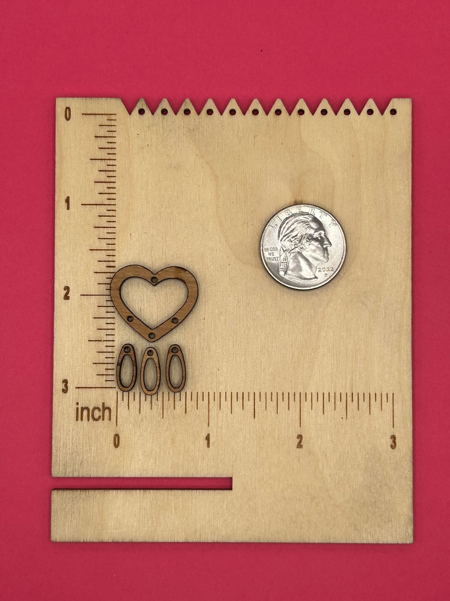 Blank Heart Dangle wooden bezels