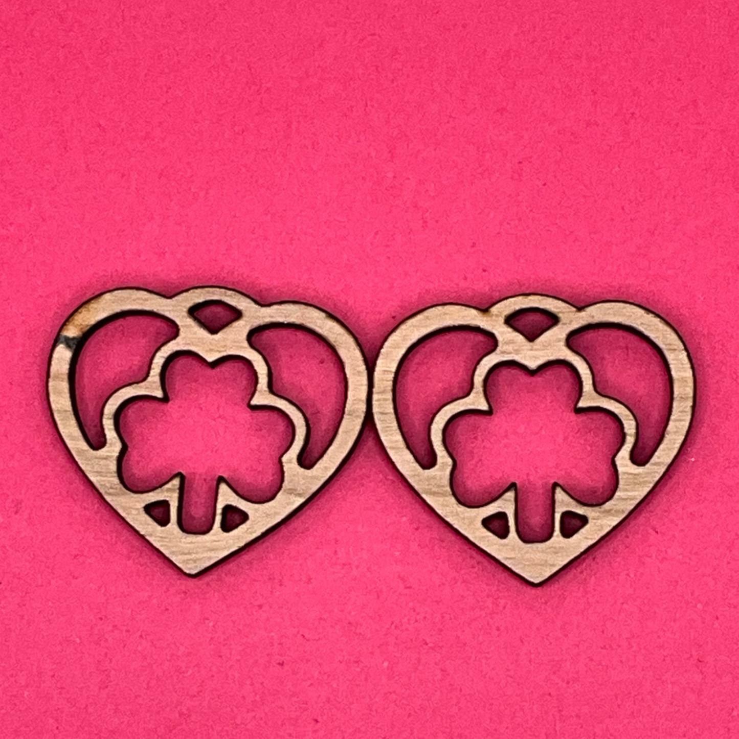 Blank Clover Heart wooden bezels