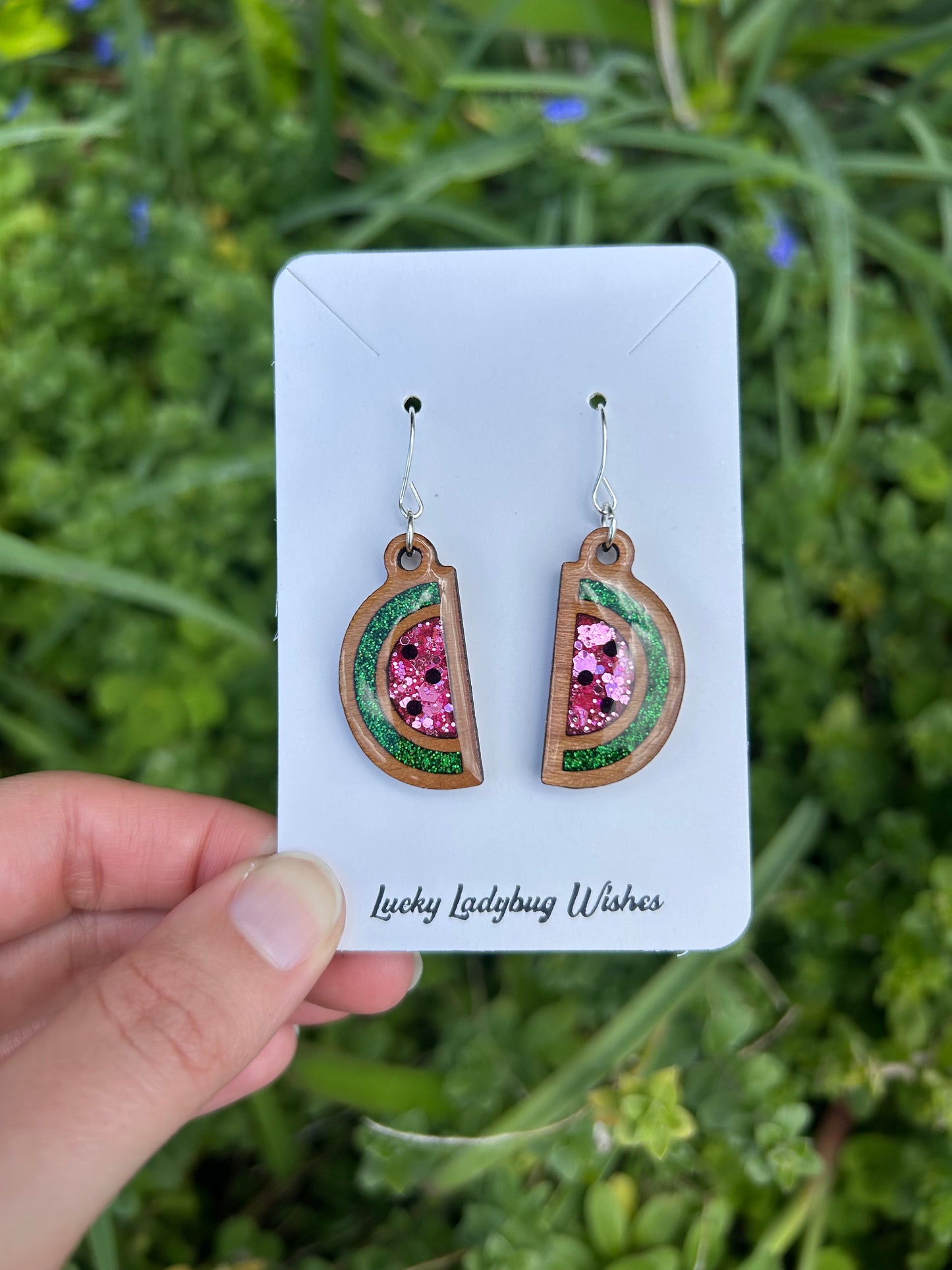 Watermelon slice earrings