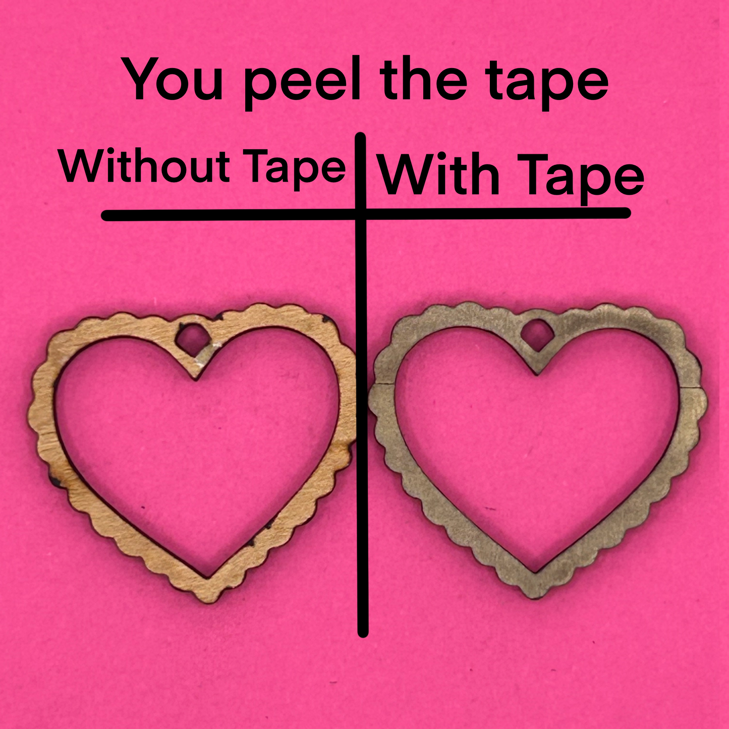 Blank wavy heart wooden bezel