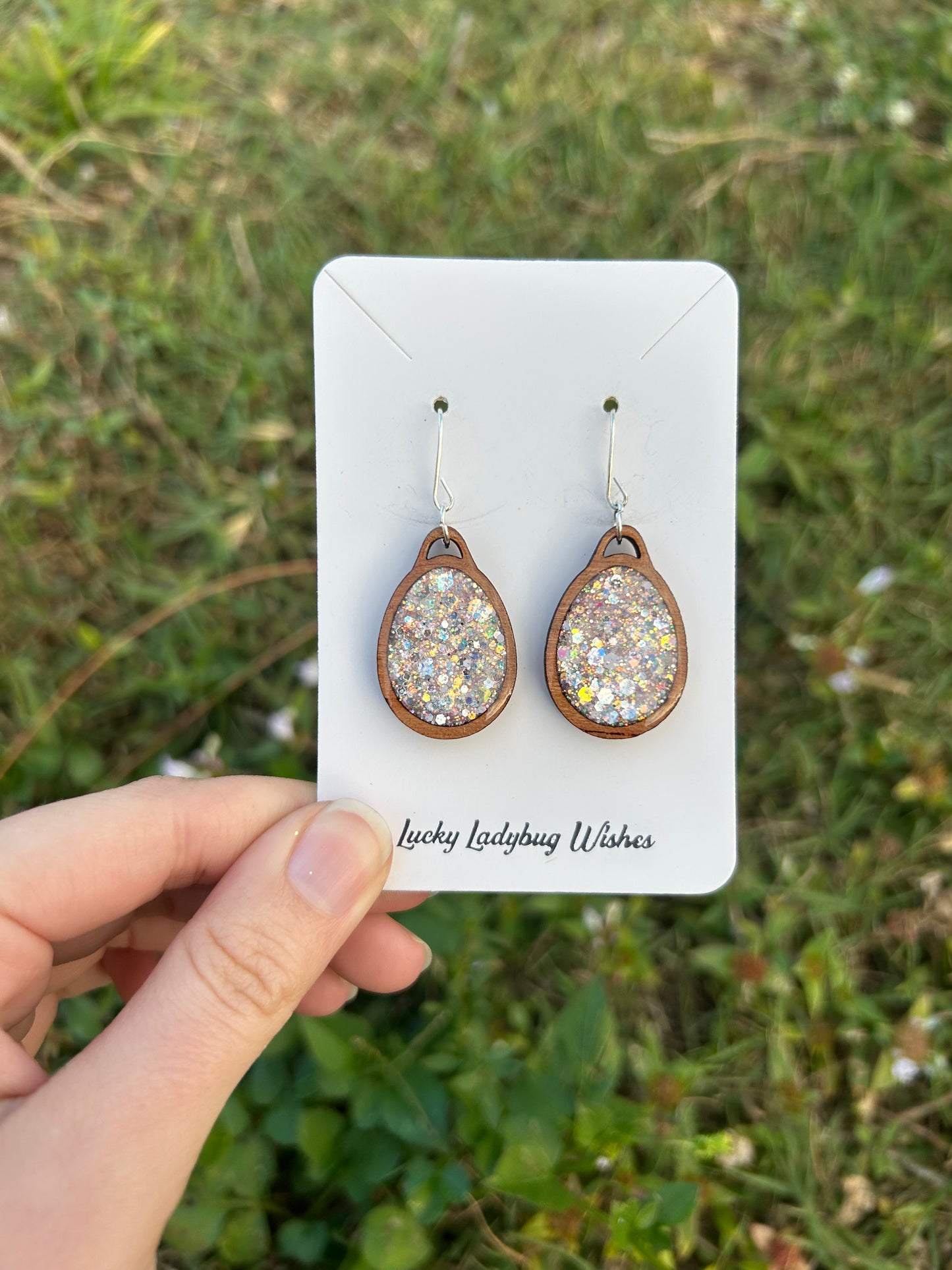 Egg wooden earrings