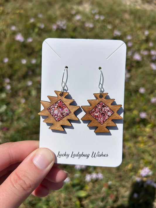Aztec wooden earrings