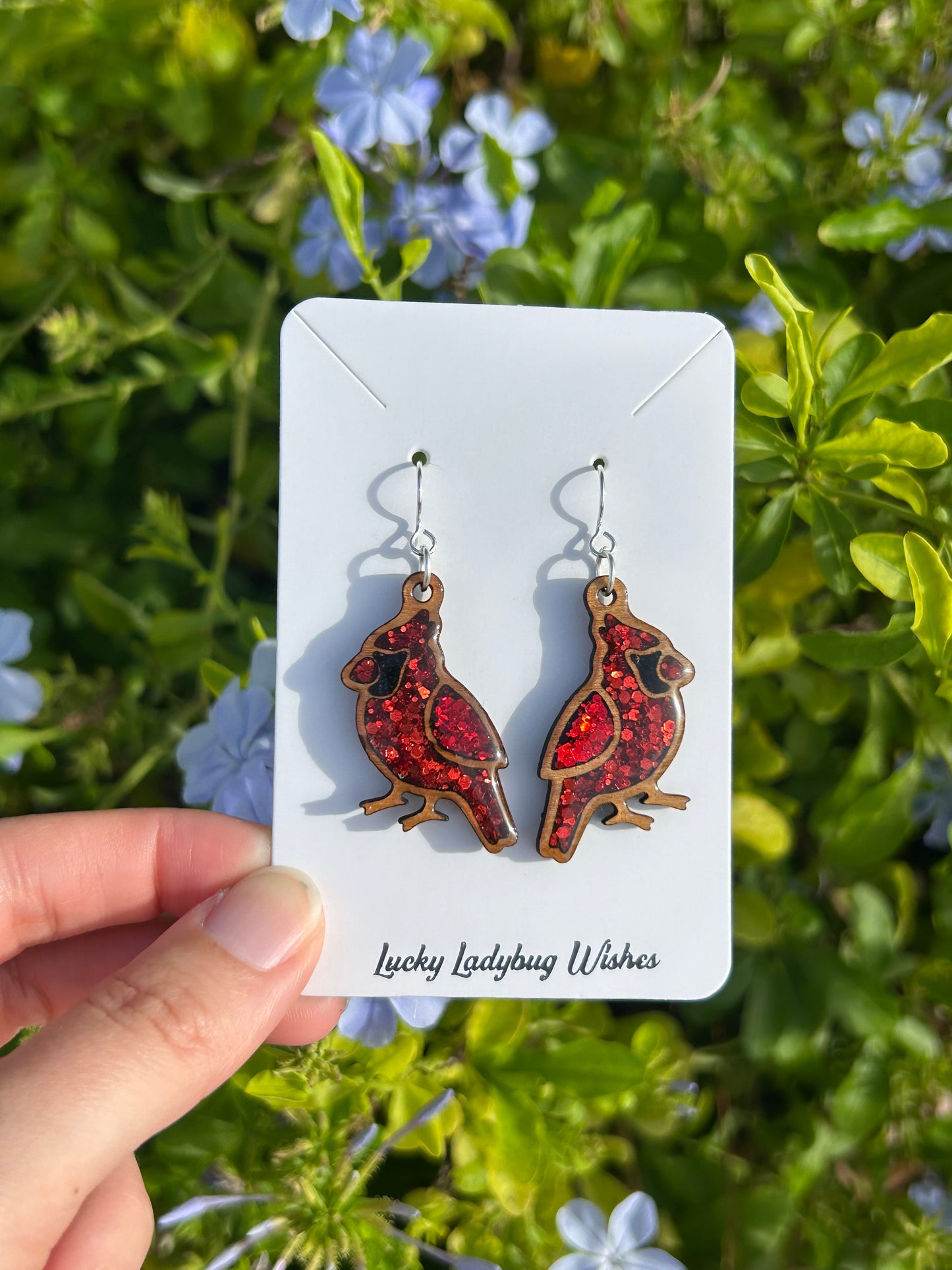 Cardinal earrings