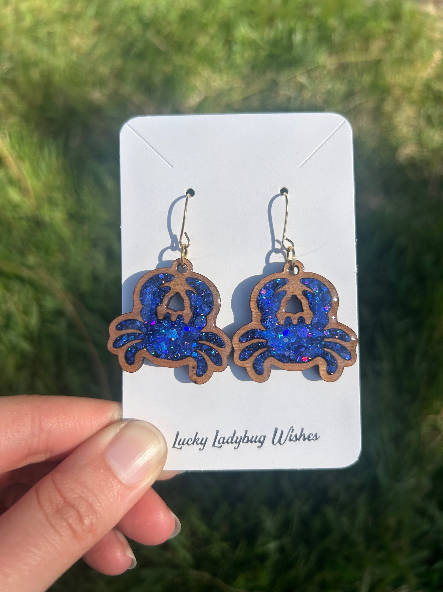 Crab wooden earrings