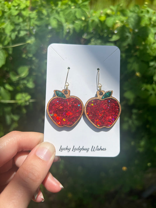 Wooden apple earrings