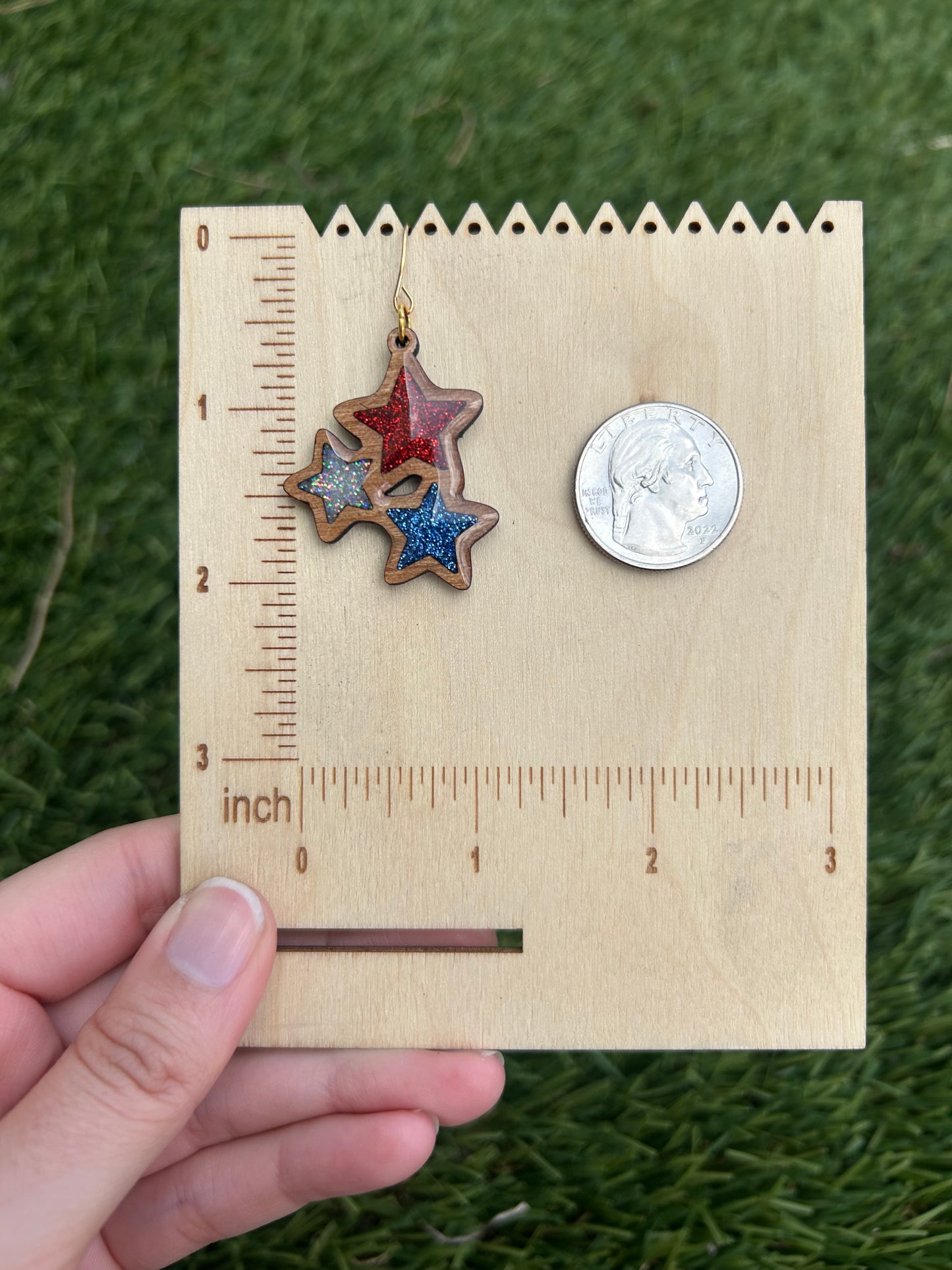Stacked Stars wooden earrings