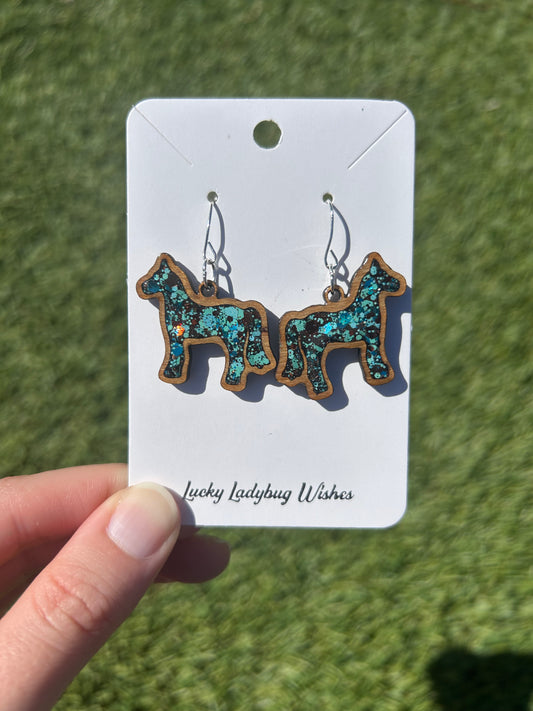 Horse wooden earrings