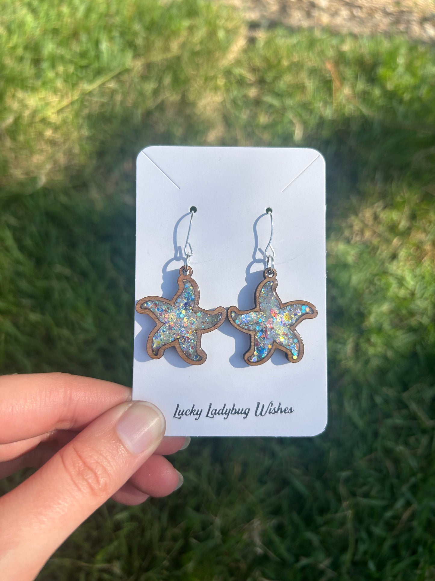 Starfish wooden earrings