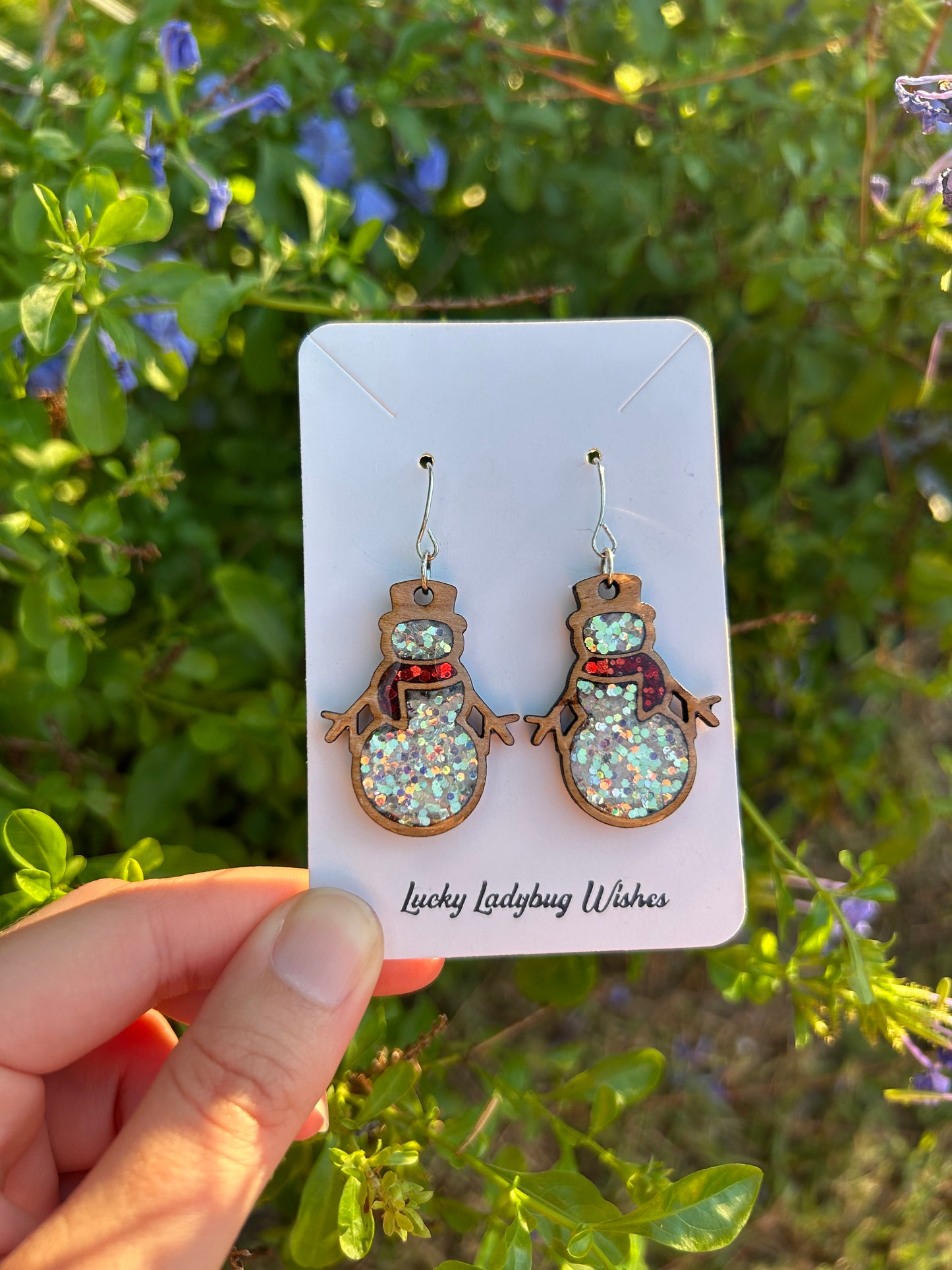 Snowman Wooden earrings