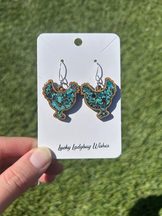 Chicken wooden earrings