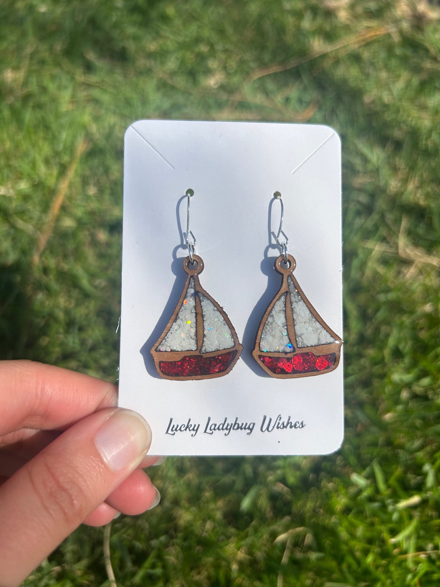 Sailboats wooden earrings
