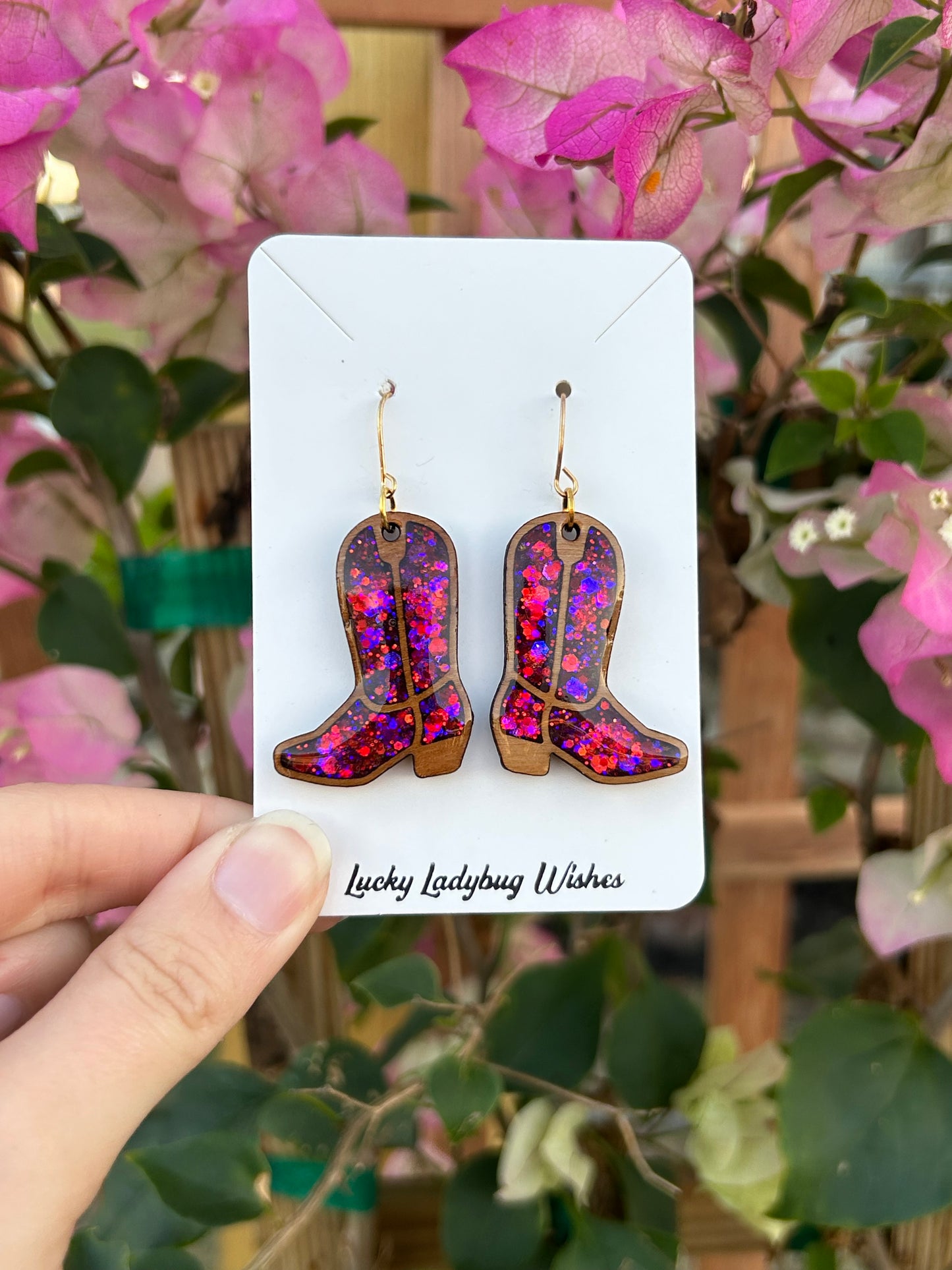 Valentines Cowgirl Boot earrings