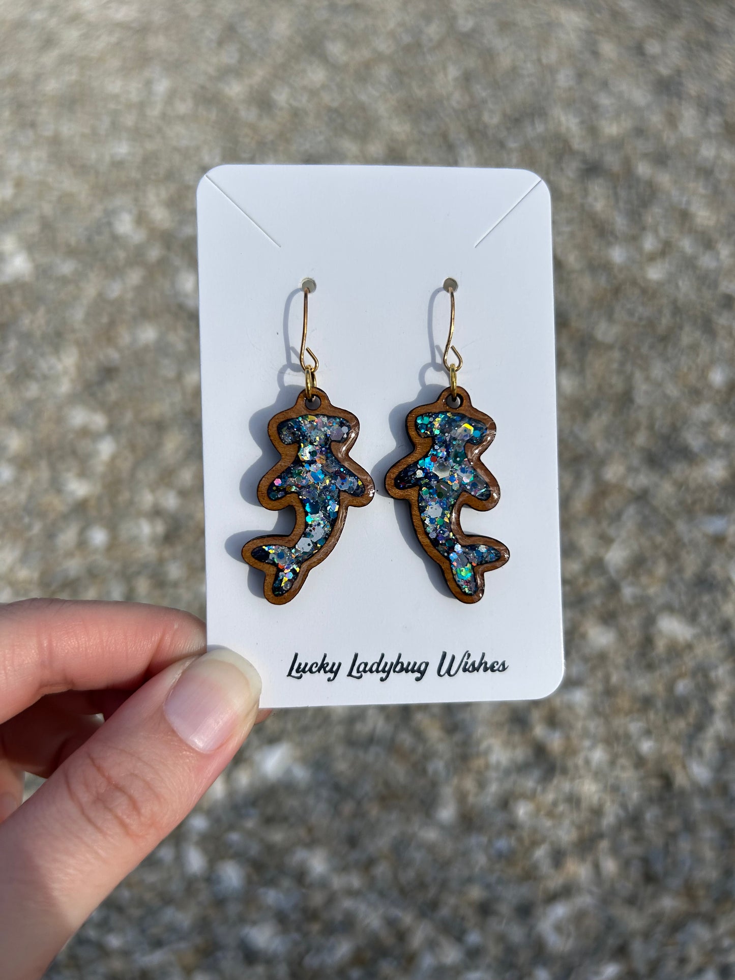Hammerhead wooden earrings