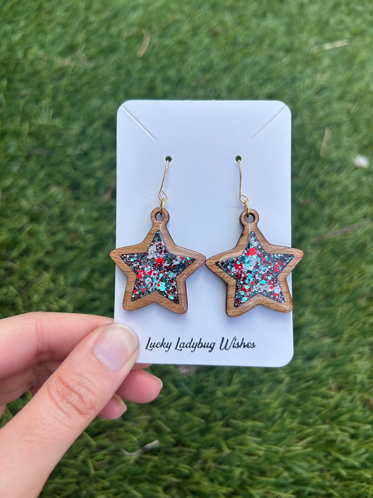 Star wooden earrings
