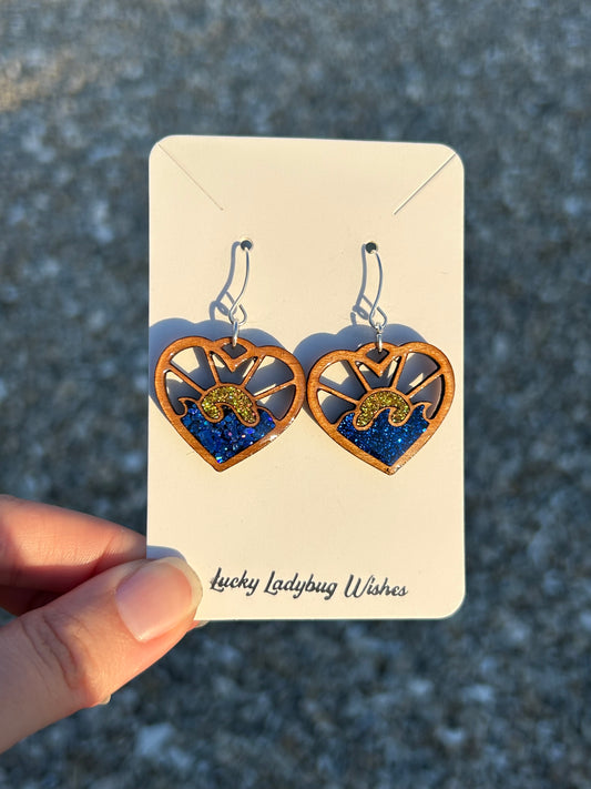 Sun Wave Heart earrings