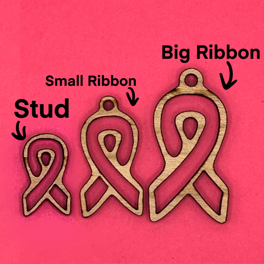 Blank Cancer awareness Ribbon wooden bezel