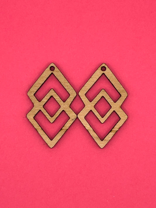 Blank double diamond wooden bezels