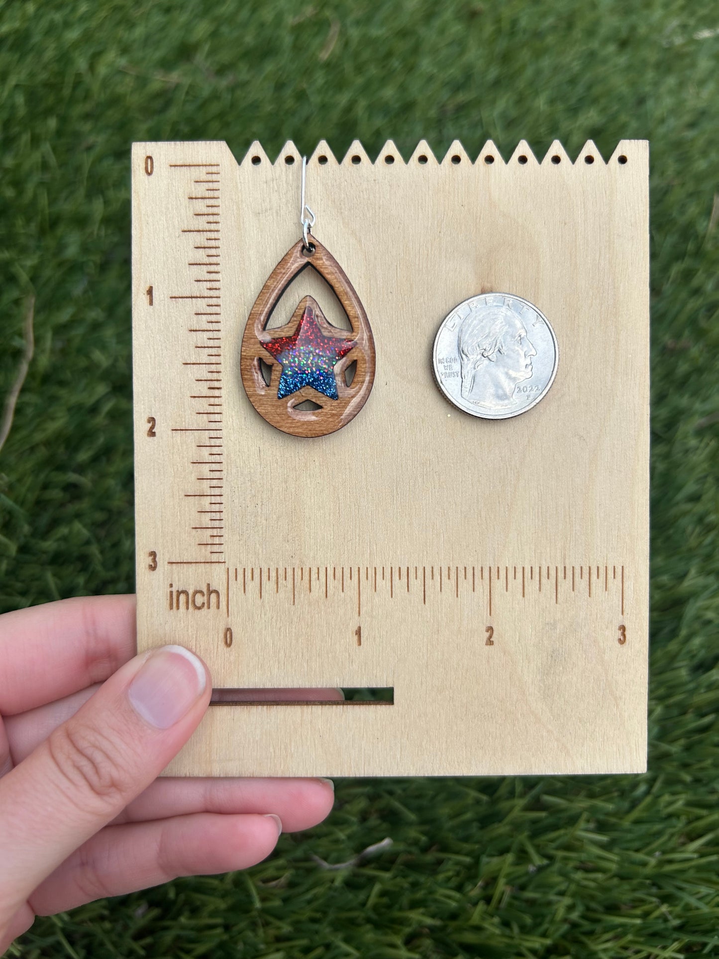 Teardrop Stars wooden earrings