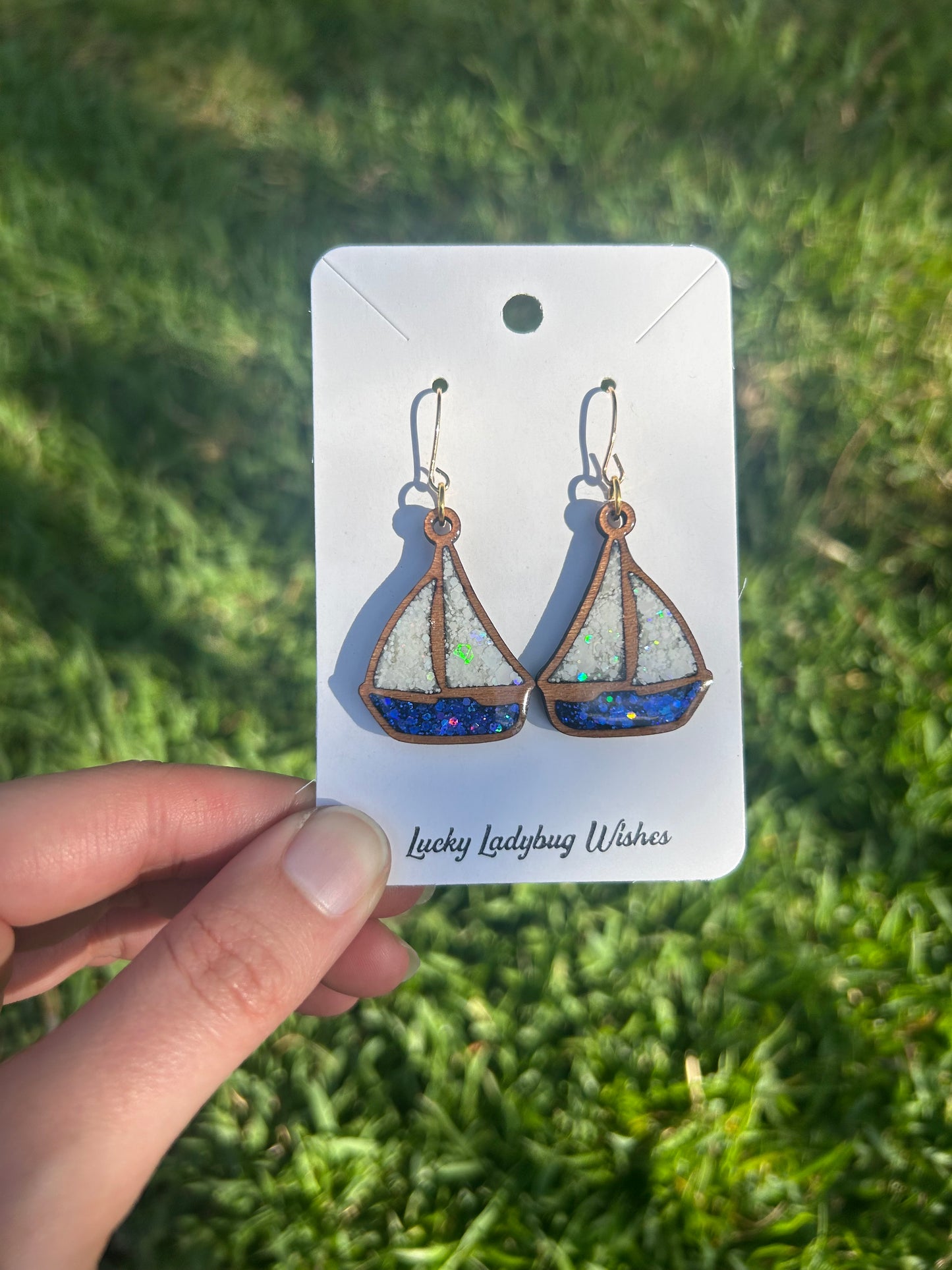 Sailboats wooden earrings