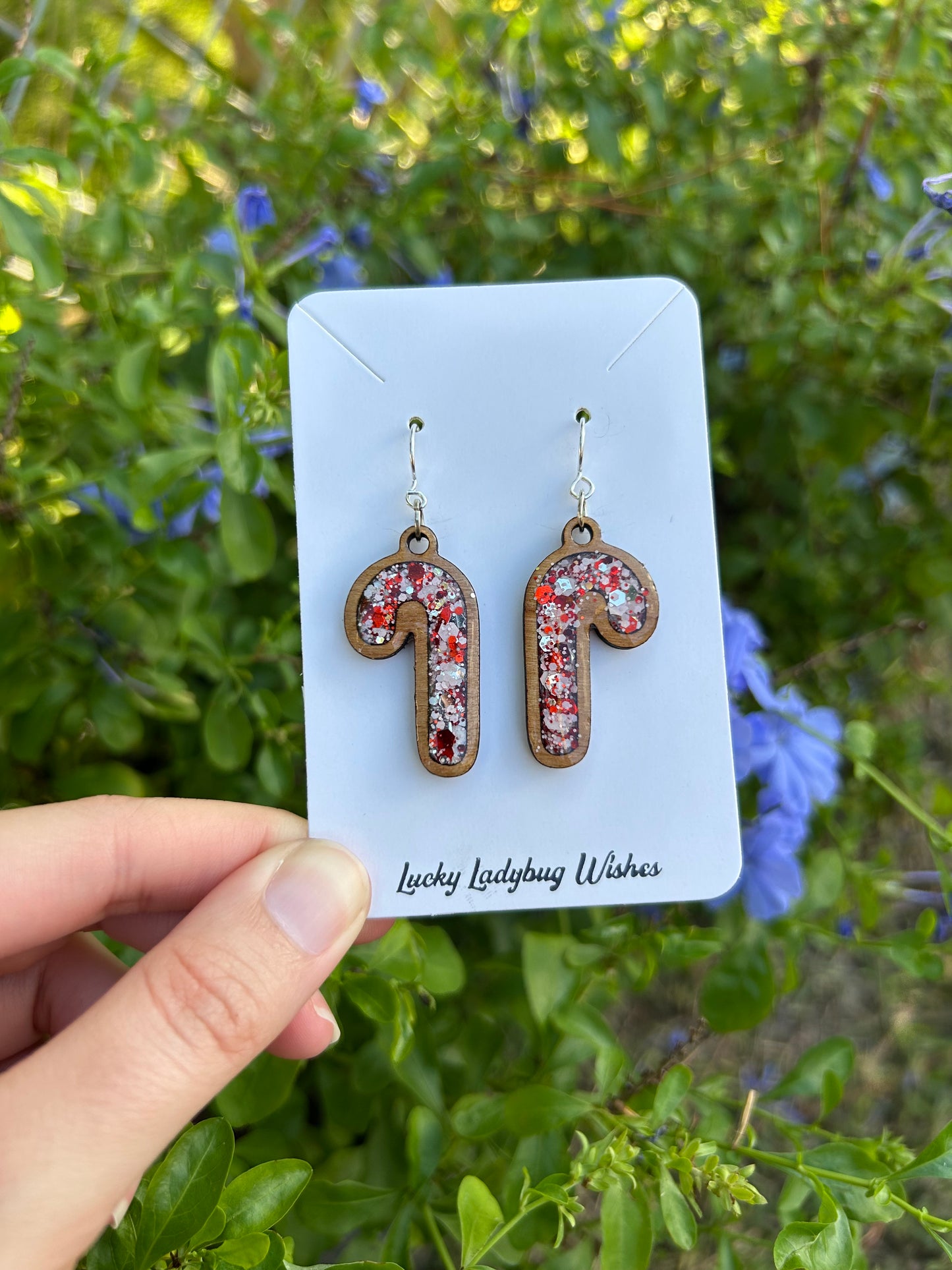 Candy Cane Wooden earrings