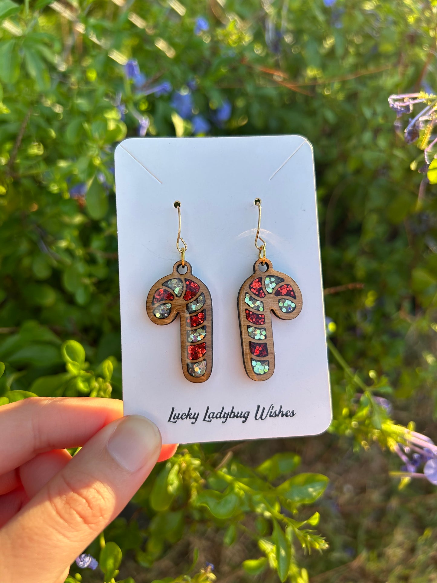 Candy Cane Wooden earrings