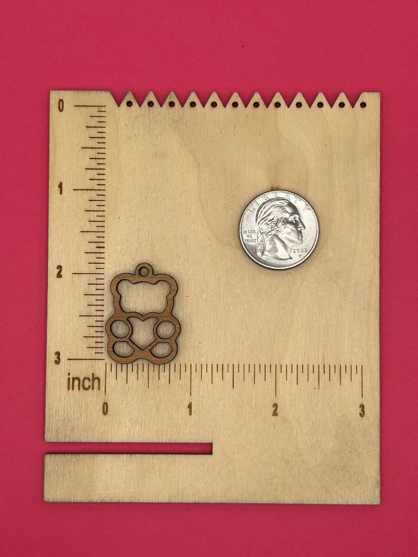 Blank Teddy Bear Heart wooden bezels